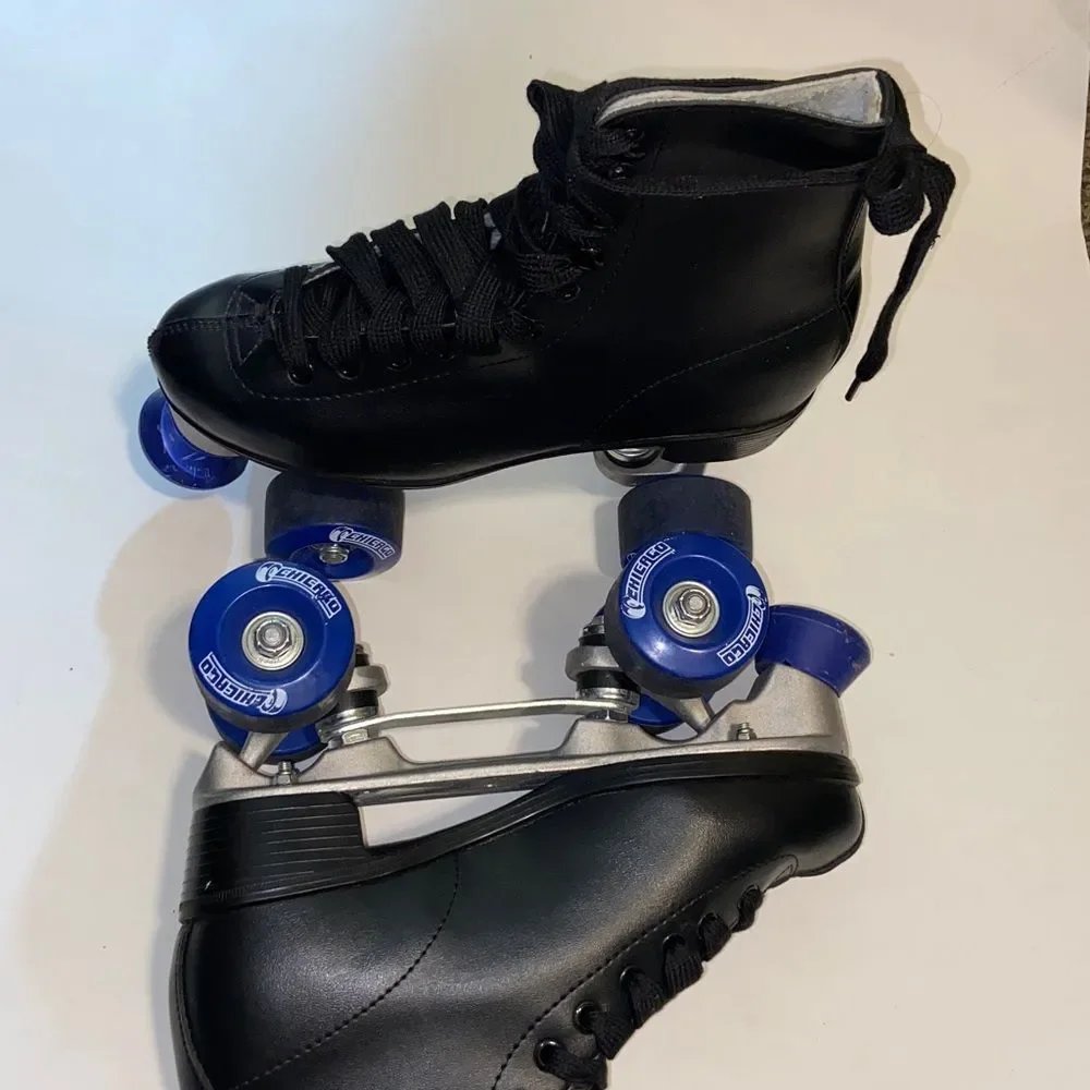 Chicago Black Roller Skates with Blue Wheels